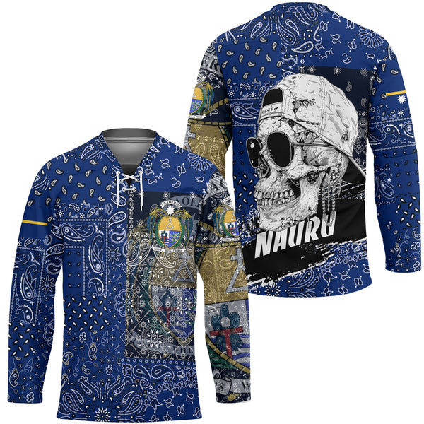 Nauru Hockey Jersey Paisley Flag And Skull Style 1