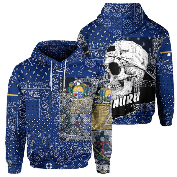 Nauru Hoodie Paisley Flag And Skull Style 1