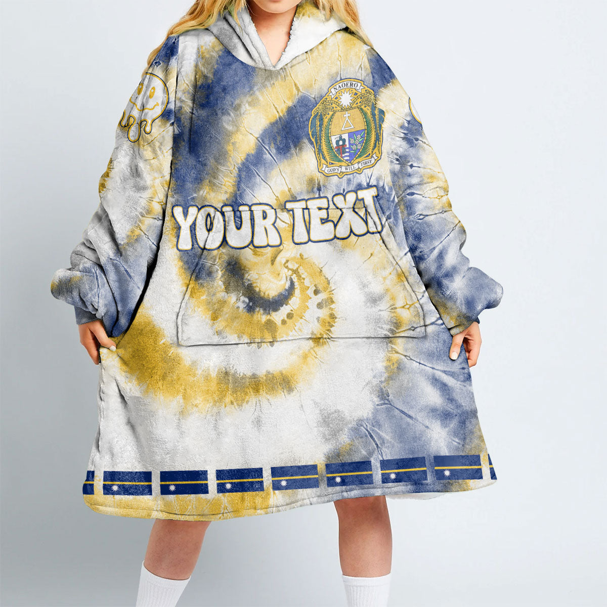 Nauru Hoodie Blanket Custom Tie Dye Style 2