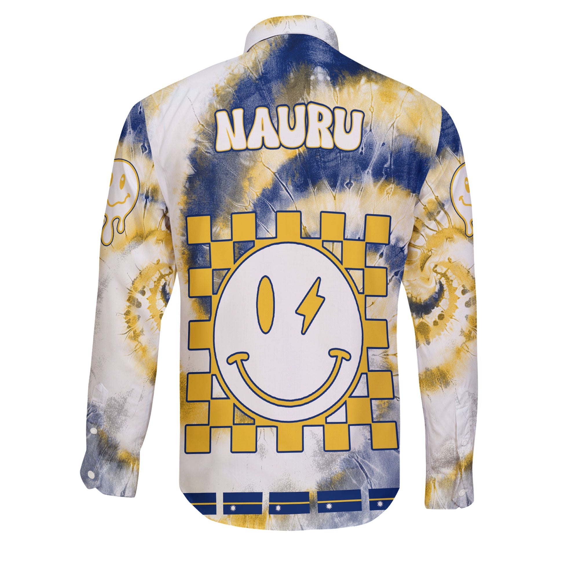 Nauru Long Sleeve Button Shirt Custom Tie Dye Style 2