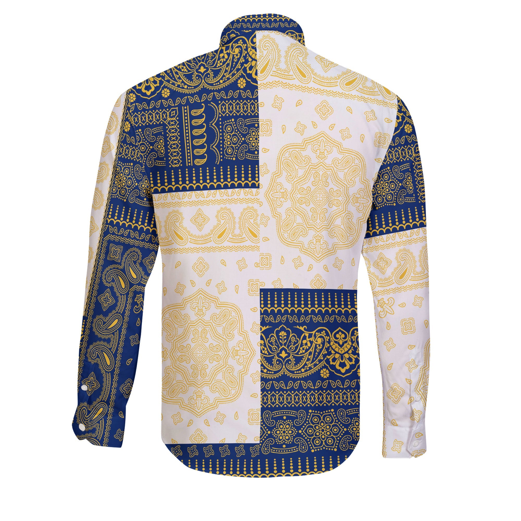 Nauru Long Sleeve Button Shirt Flag And Paisley Basic Style 2