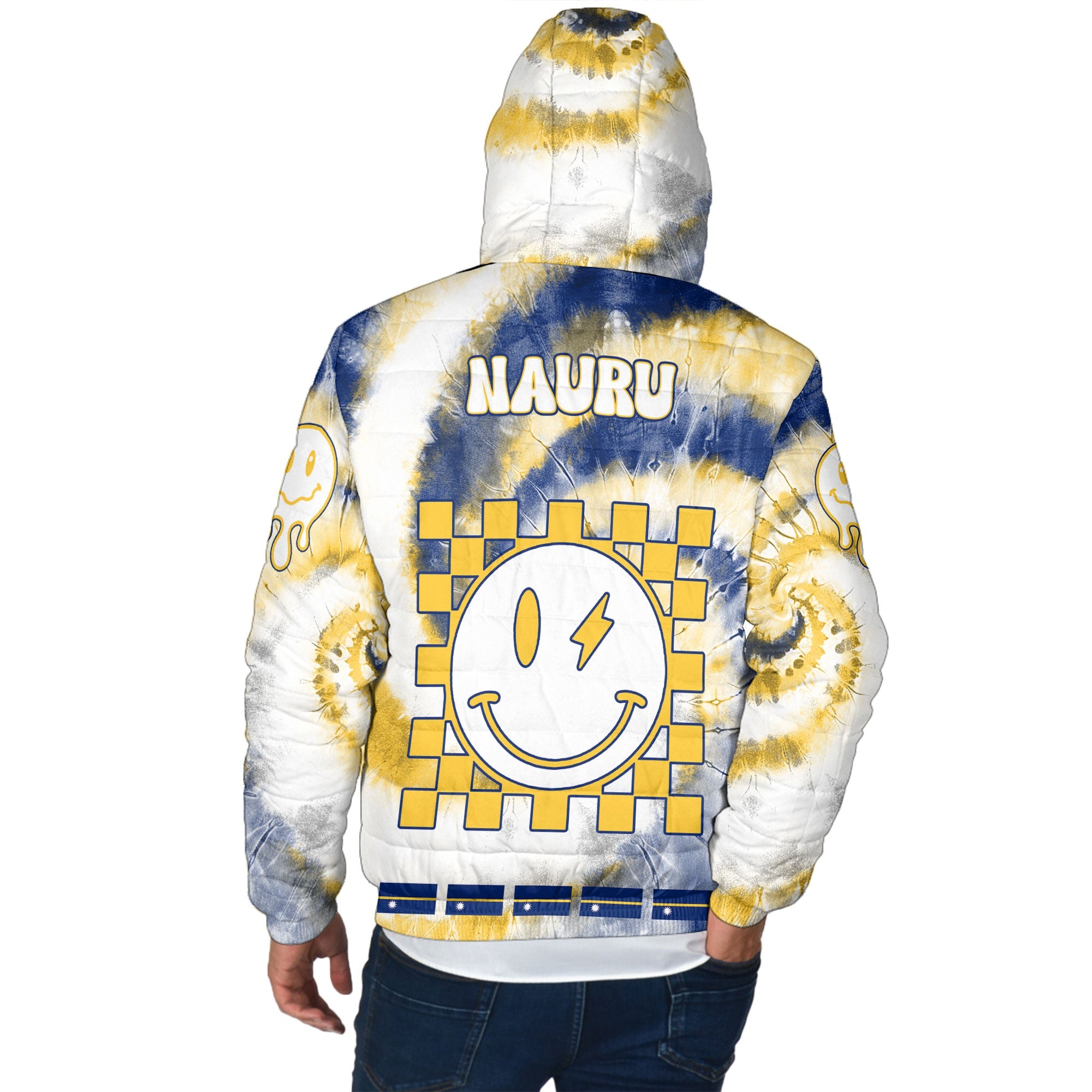 Nauru Men Hooded Padded Jacket Custom Tie Dye Style 3