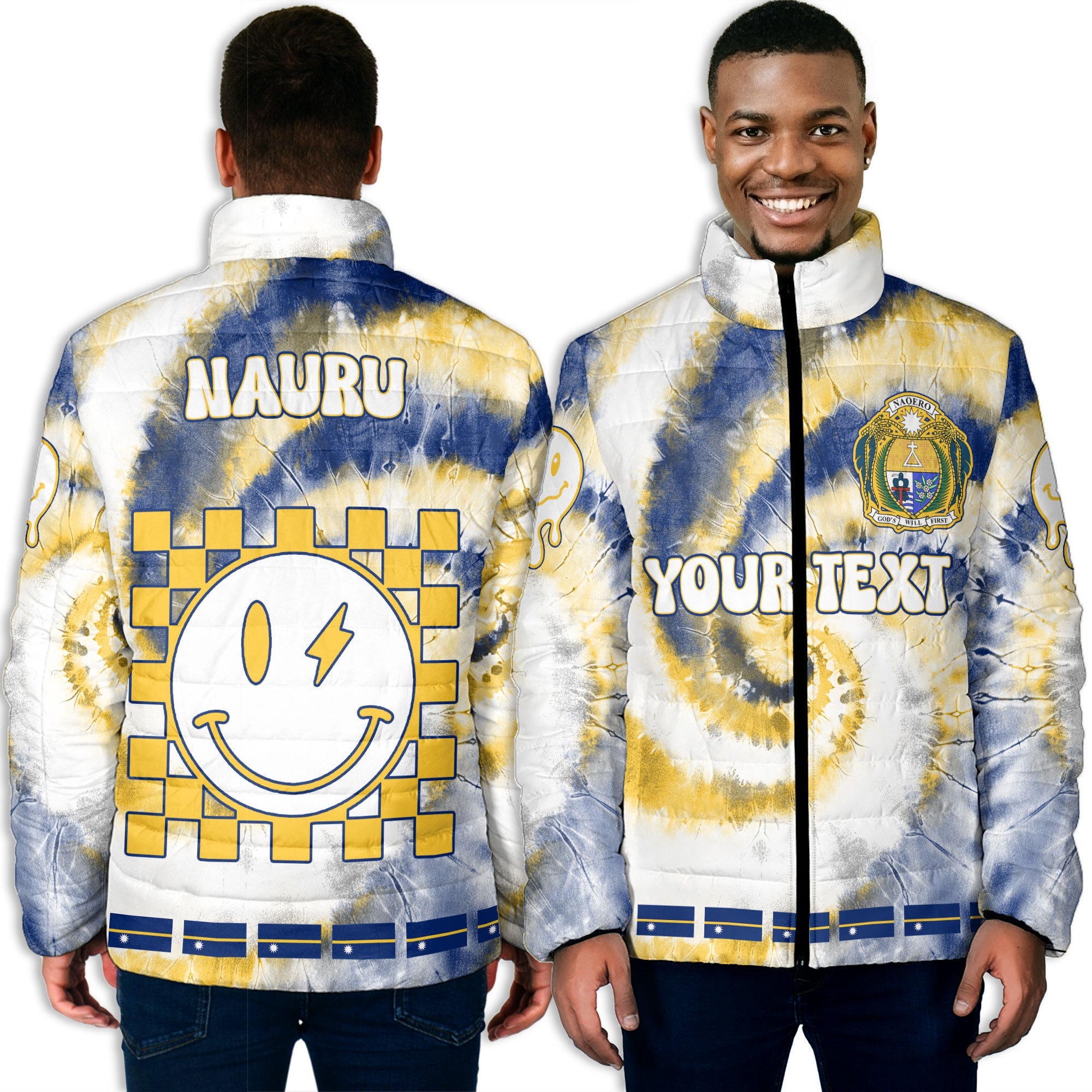 Nauru Men Padded Jacket Custom Tie Dye Style 3