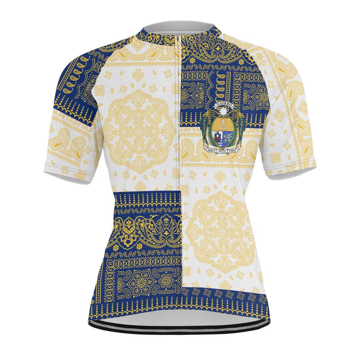 Nauru Men Cycling Jersey Flag And Paisley Basic Style 1