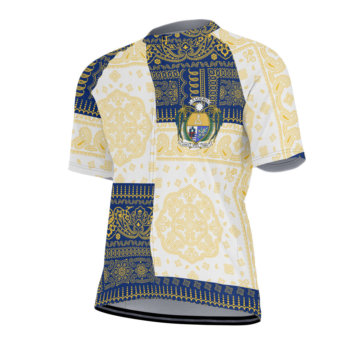 Nauru Men Cycling Jersey Flag And Paisley Basic Style 2