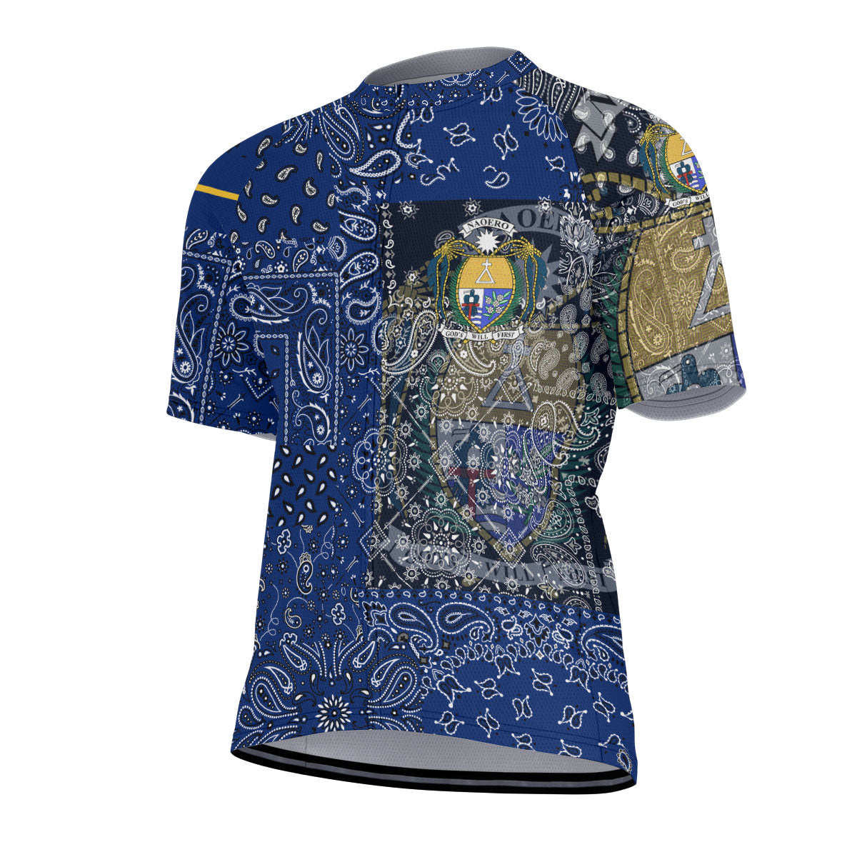 Nauru Men Cycling Jersey Paisley Flag And Skull Style 2