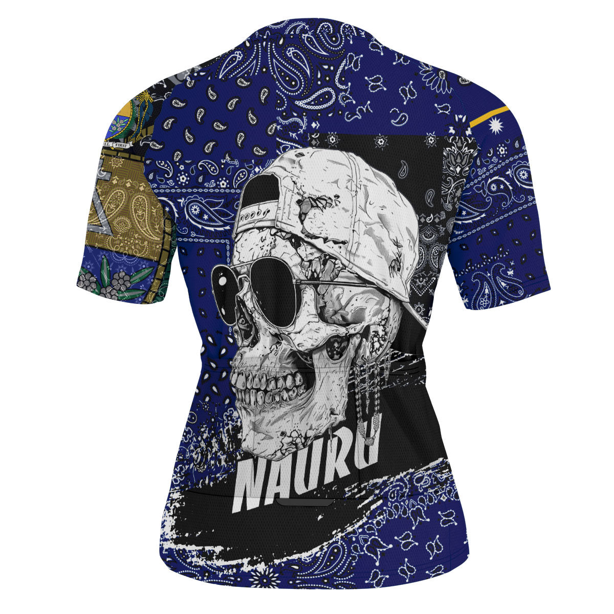 Nauru Men Cycling Jersey Paisley Flag And Skull Style 3