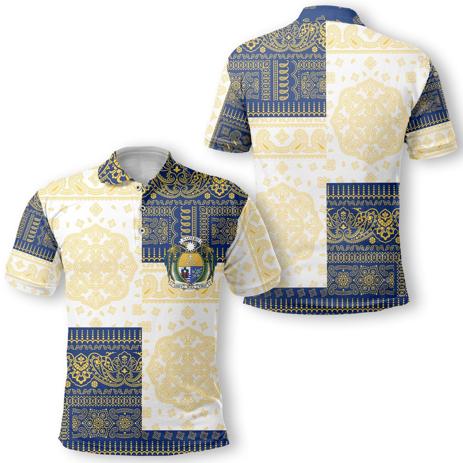 Nauru Polo Shirt Flag And Paisley Basic Style 1