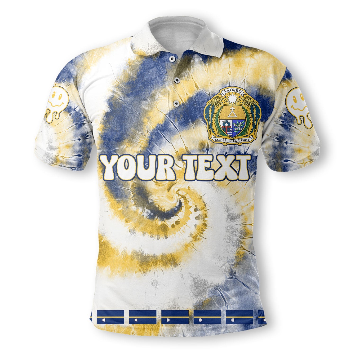 Nauru Polo Shirt Custom Tie Dye Style 2