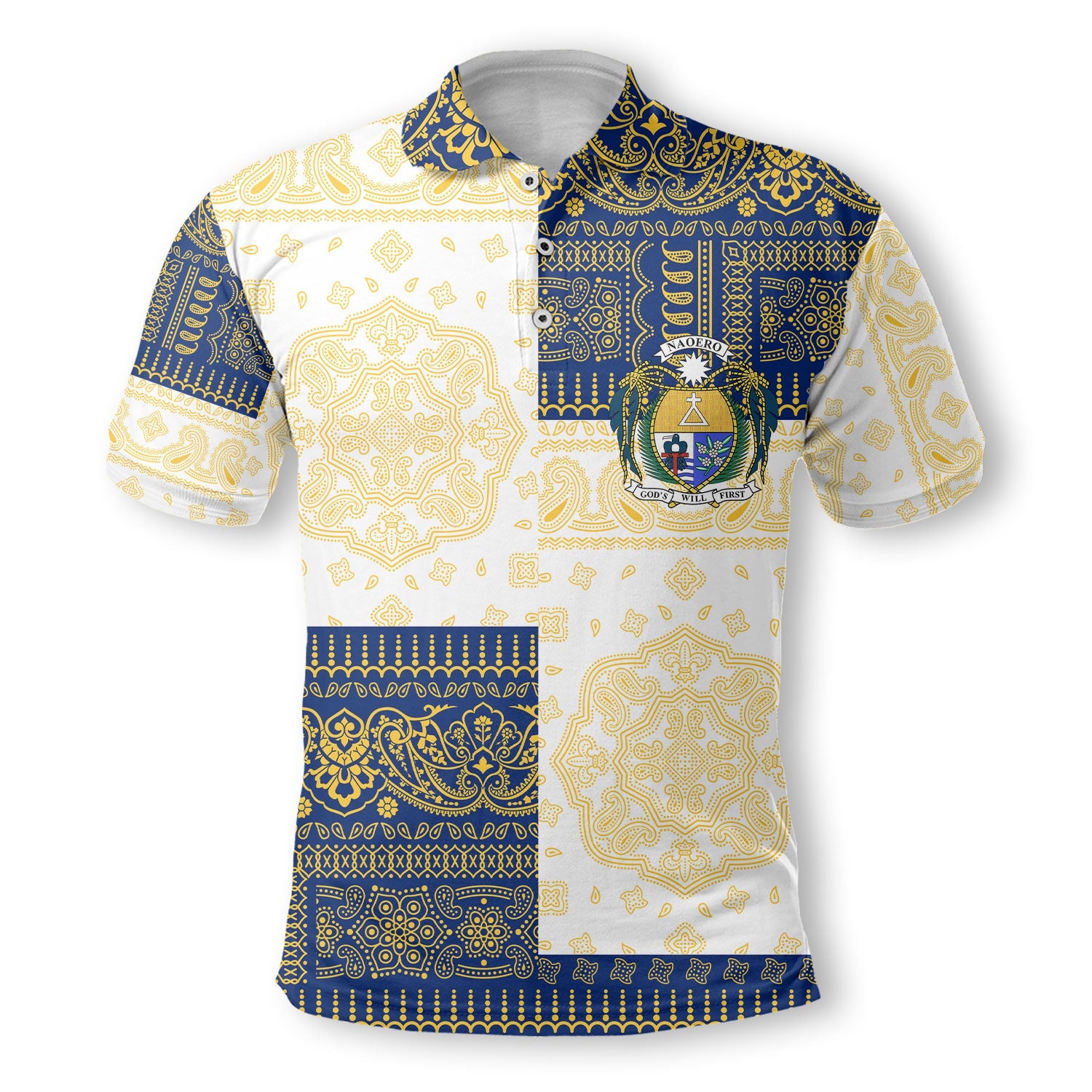 Nauru Polo Shirt Flag And Paisley Basic Style 2