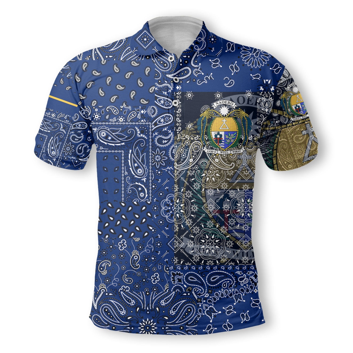 Nauru Polo Shirt Paisley Flag And Skull Style 2