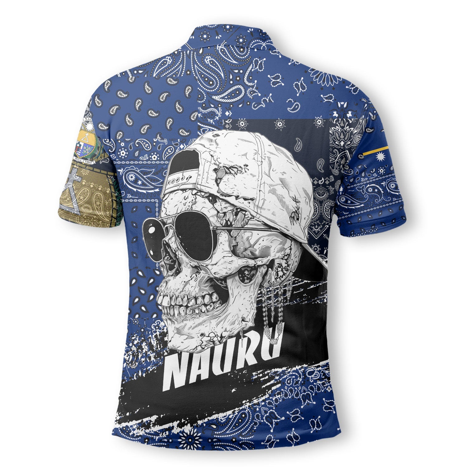 Nauru Polo Shirt Paisley Flag And Skull Style 3