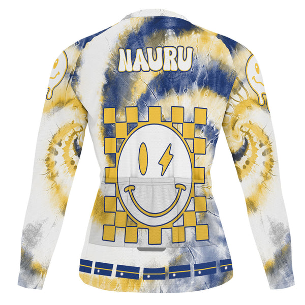 Nauru Raglan Men Cycling Jersey Long Sleeve Custom Tie Dye Style 1