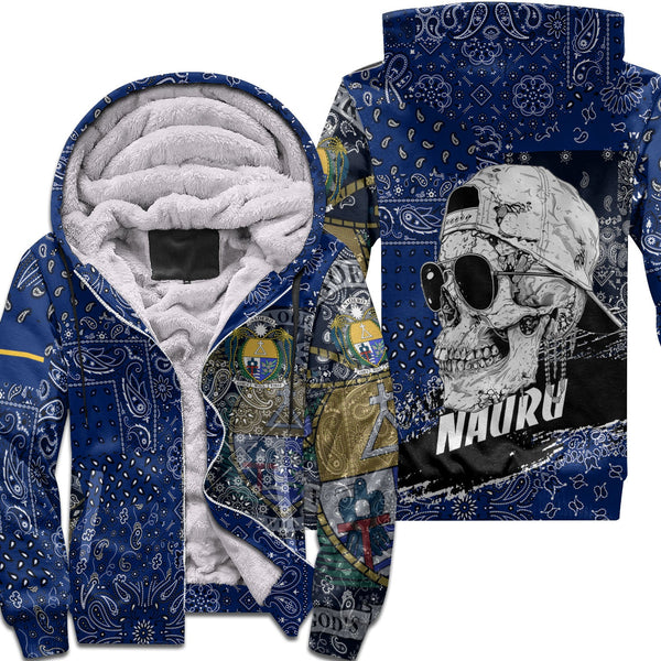 Nauru Sherpa Hoodie Paisley Flag And Skull Style 1