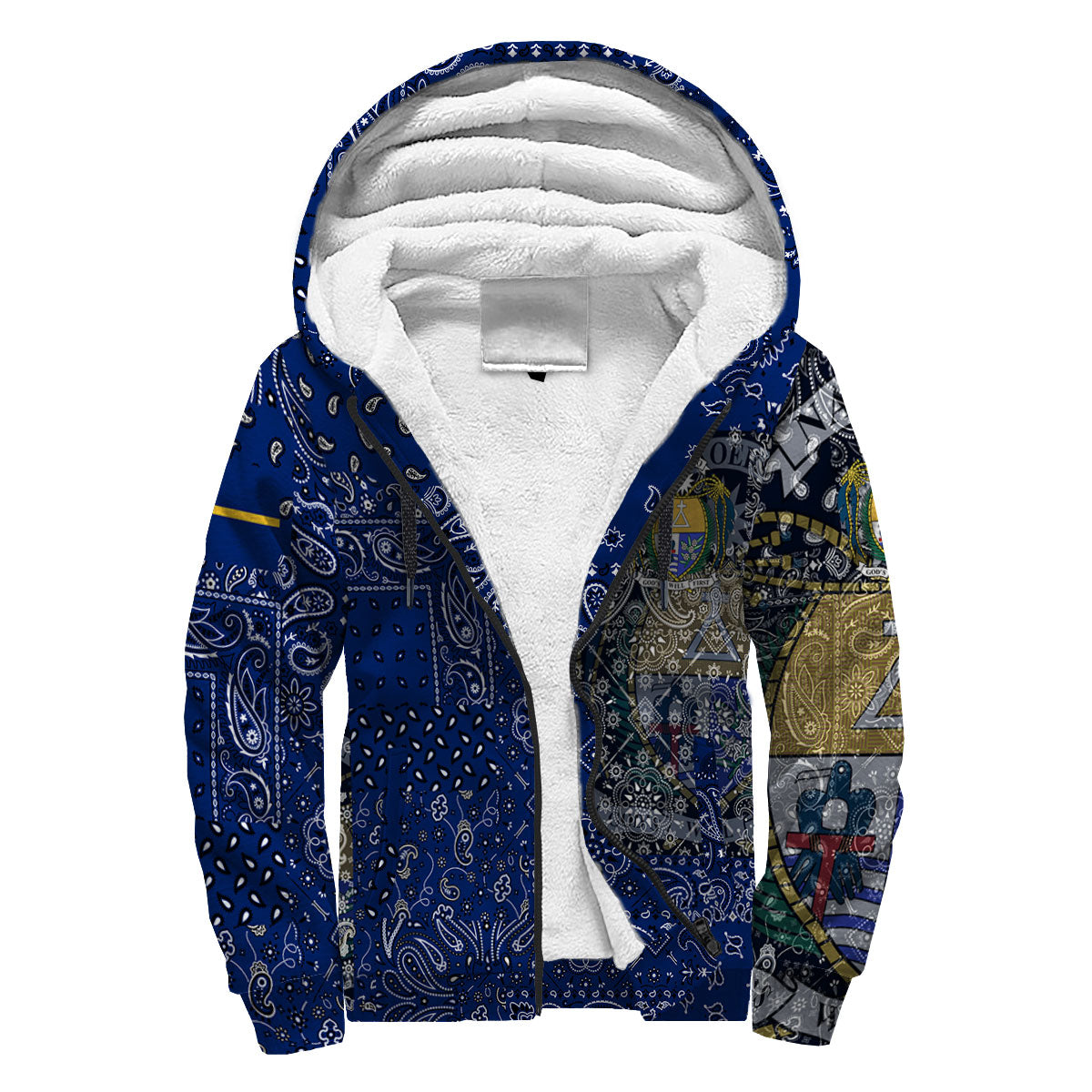 Nauru Sherpa Hoodie Paisley Flag And Skull Style 3