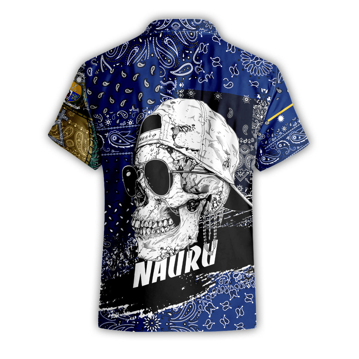 Nauru Short Sleeve Shirt Paisley Flag And Skull Style 2