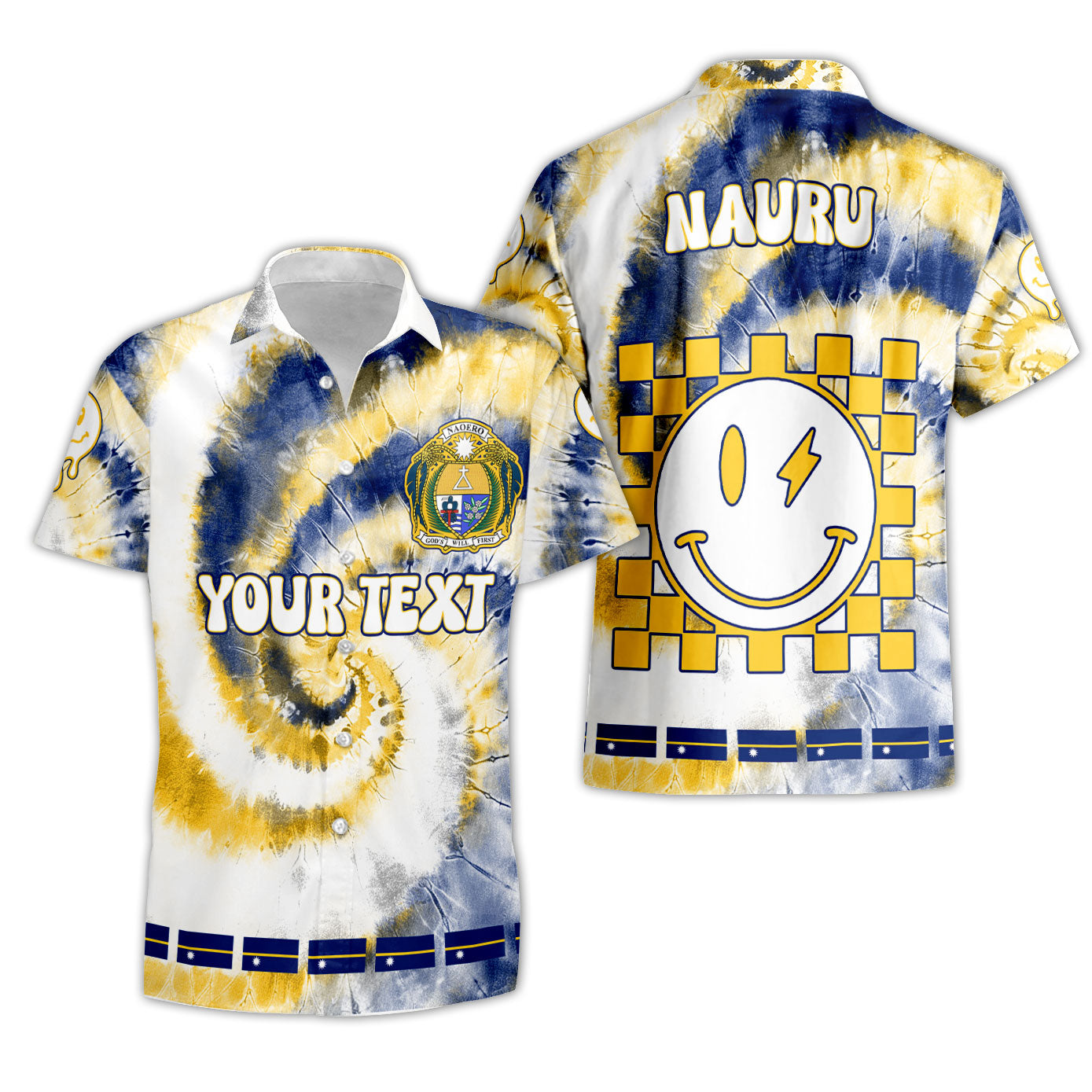 Nauru Short Sleeve Shirt Custom Tie Dye Style 3