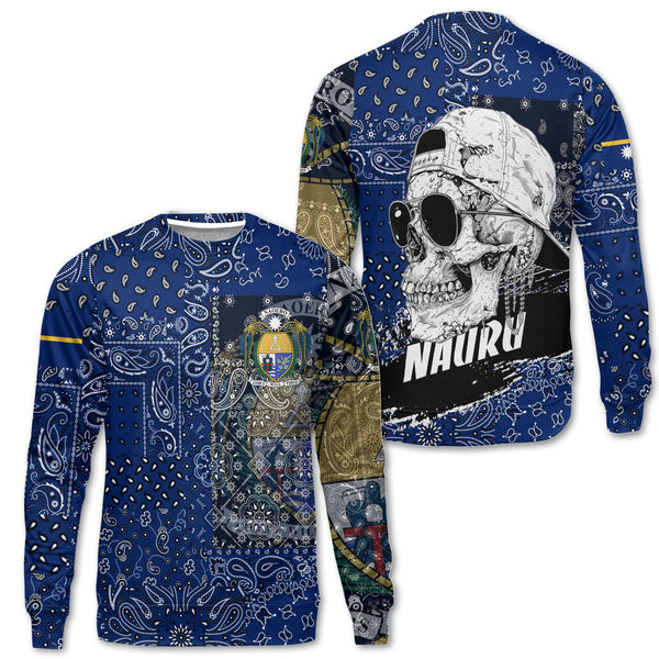 Nauru Sweatshirt Paisley Flag And Skull Style 1