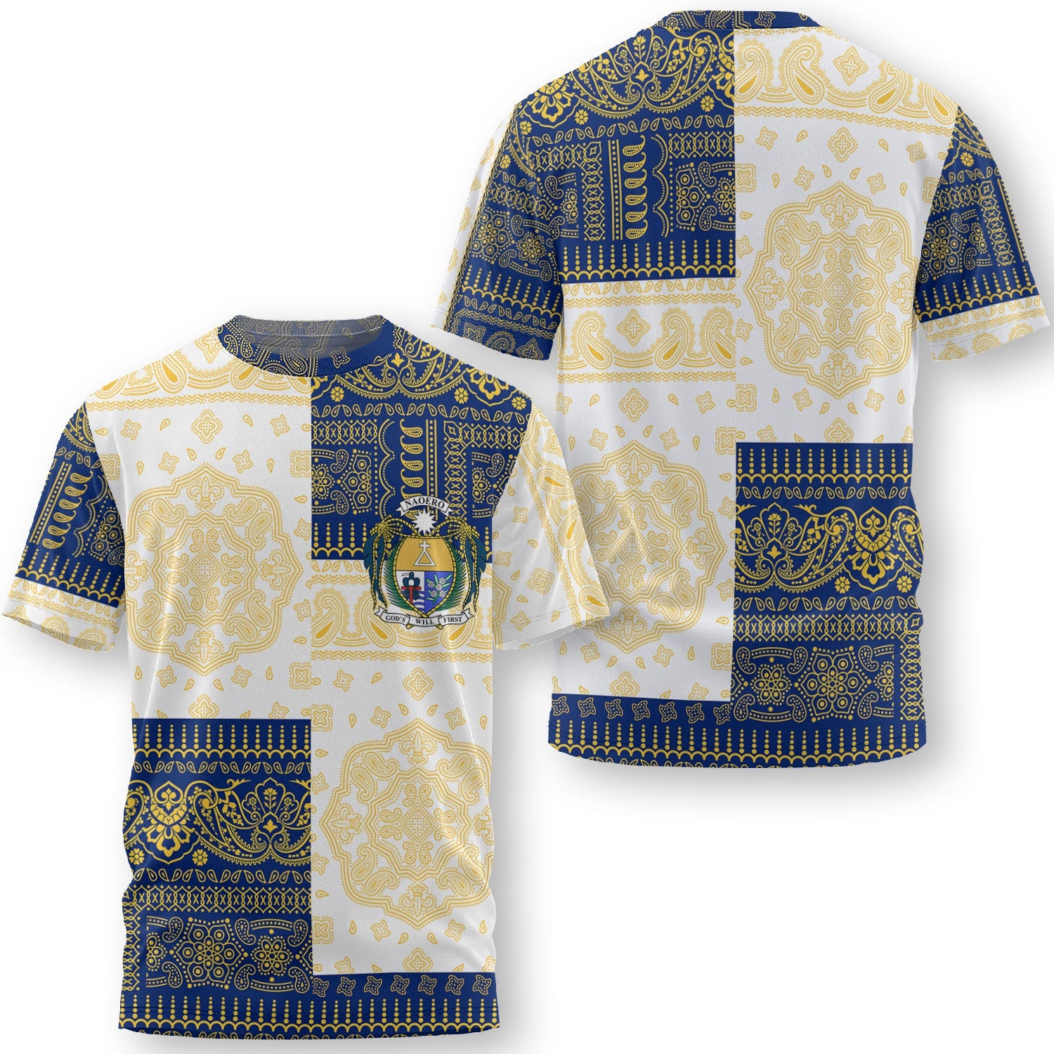 Nauru T Shirt Flag And Paisley Basic Style 1