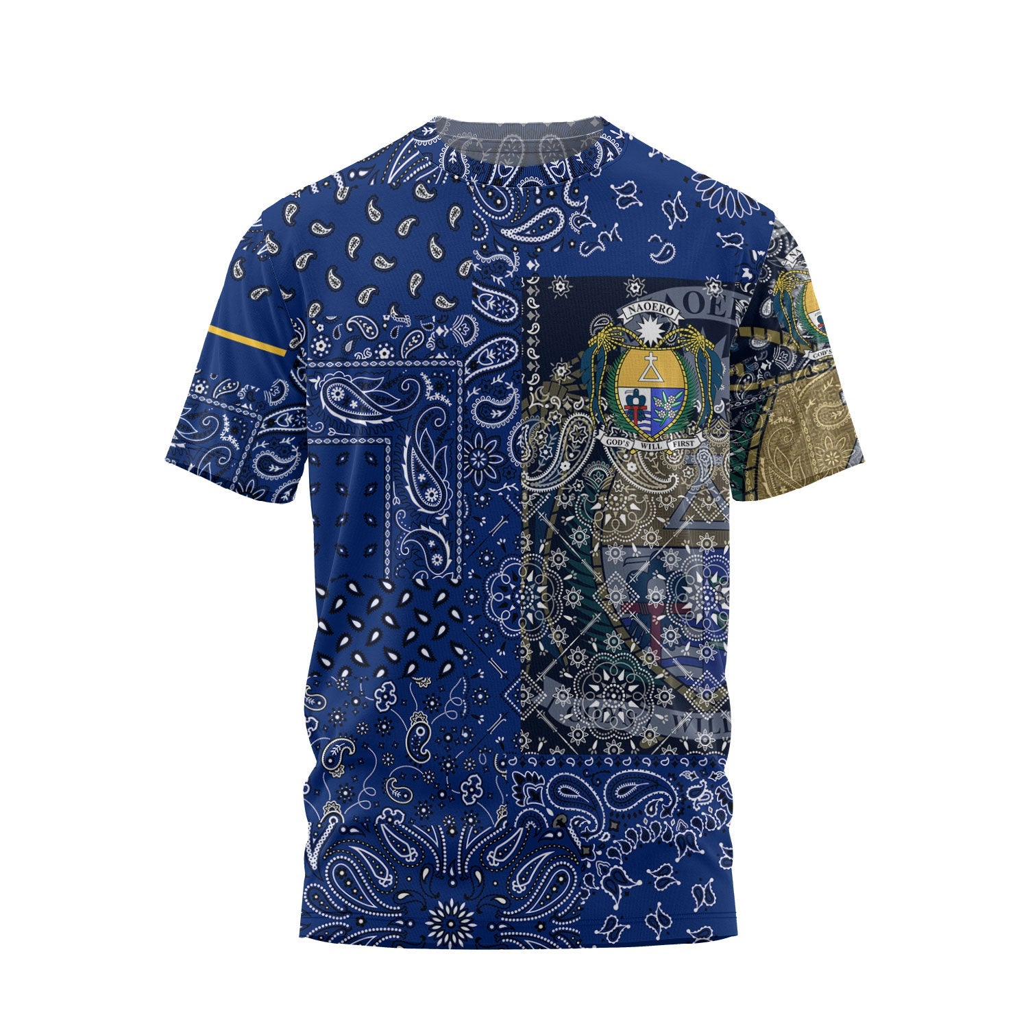 Nauru T Shirt Paisley Flag And Skull Style 1