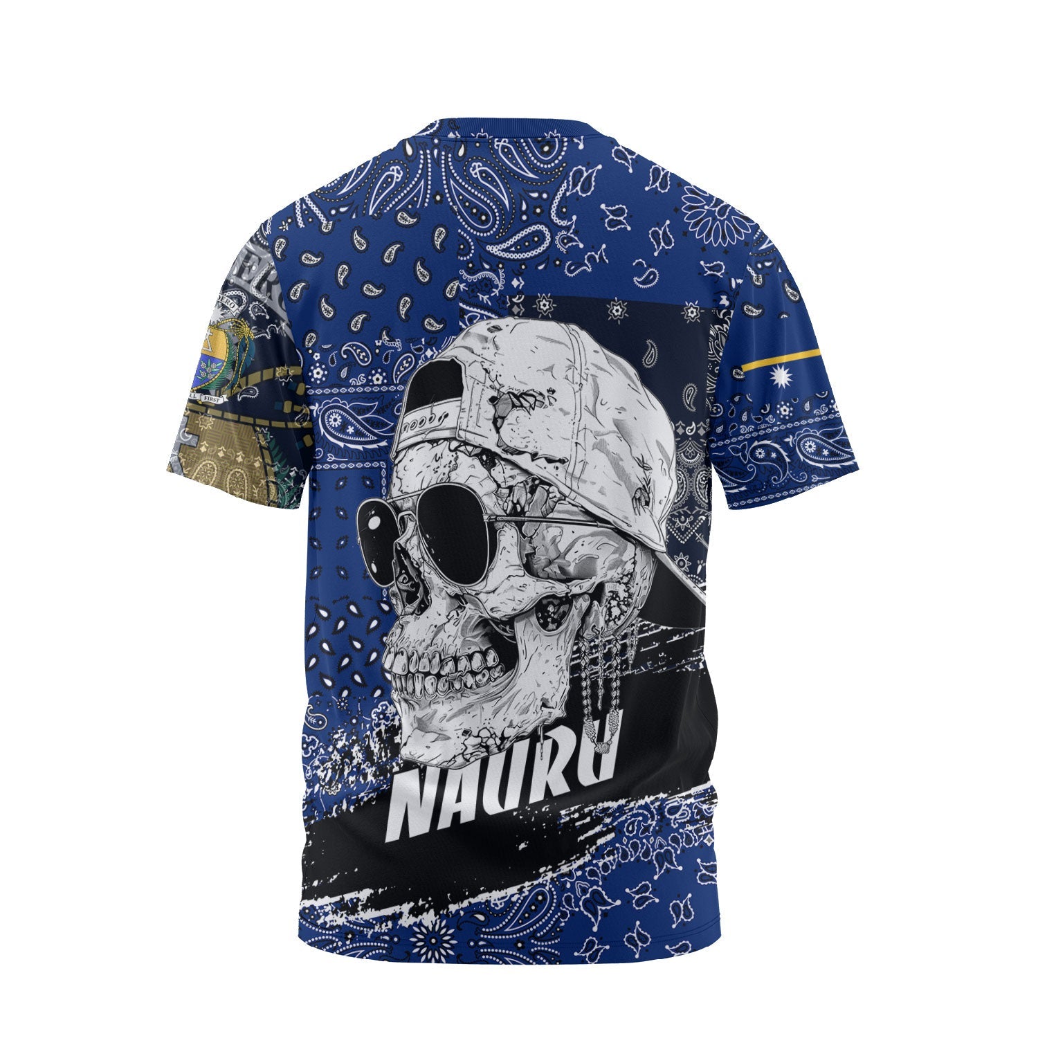 Nauru T Shirt Paisley Flag And Skull Style 2