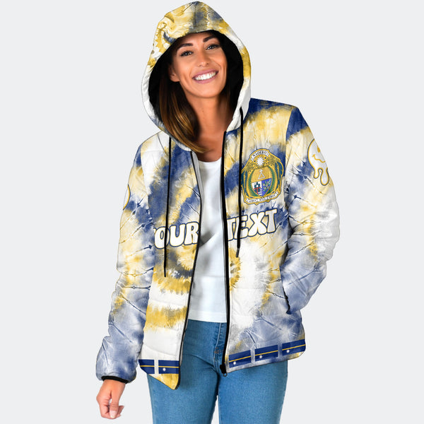 Nauru Women Hooded Padded Jacket Custom Tie Dye Style 1