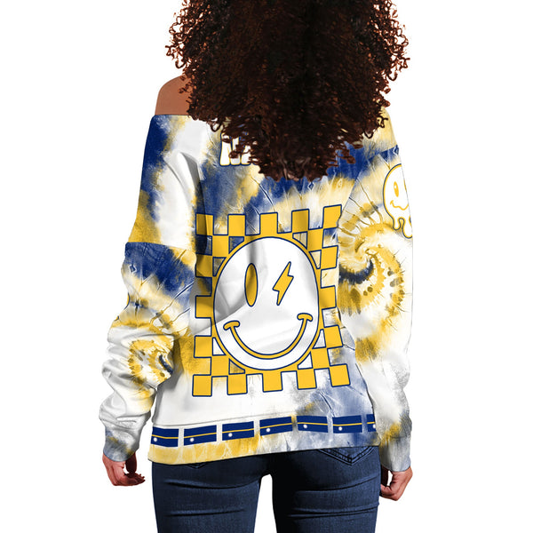 Nauru Women Off Shoulder Sweatshirt Custom Tie Dye Style 1