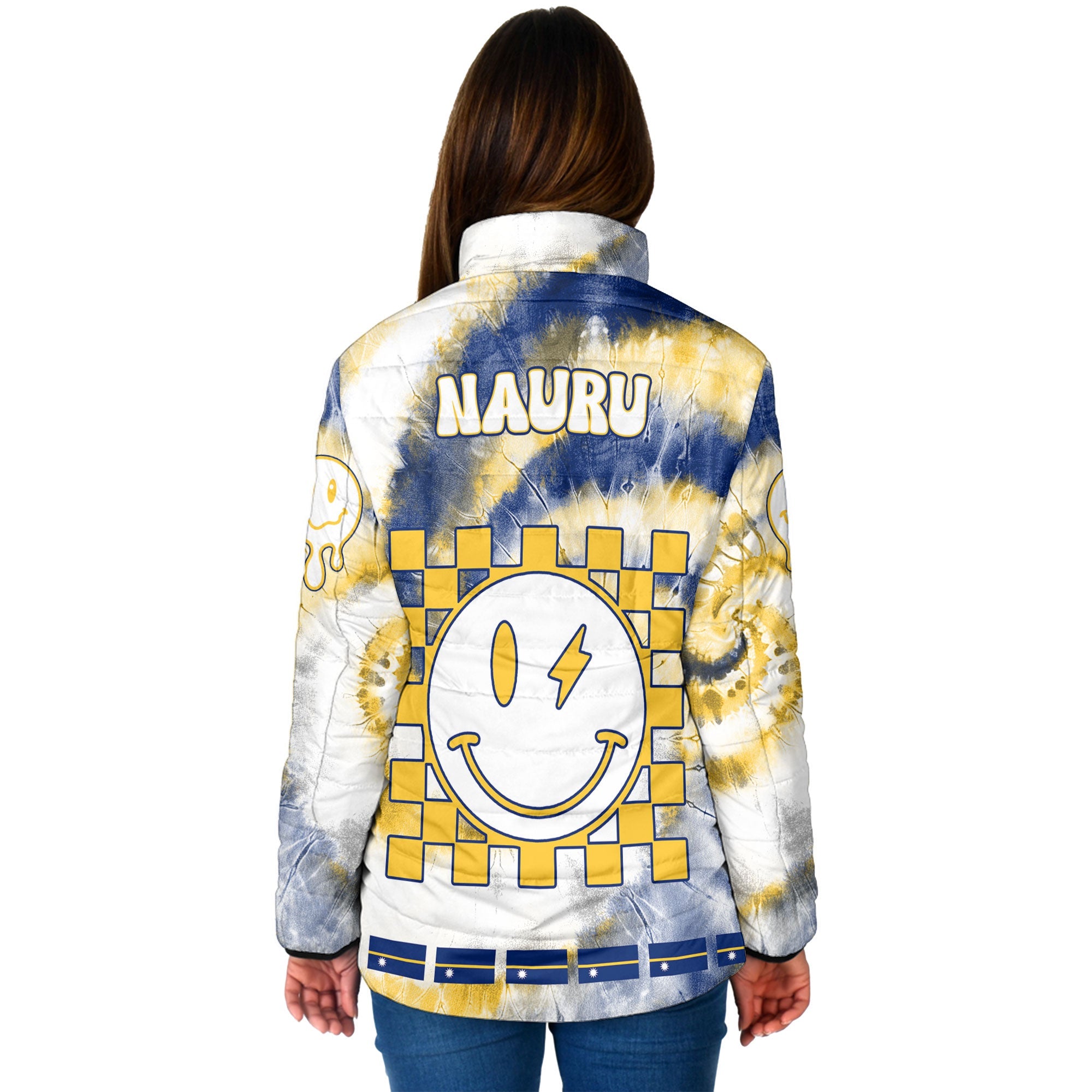 Nauru Women Padded Jacket Custom Tie Dye Style 2