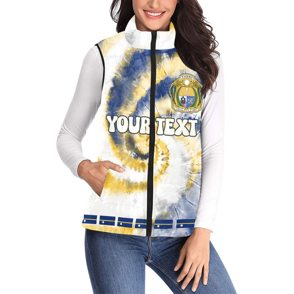 Nauru Women Padded Jacket Vest Custom Tie Dye Style 1