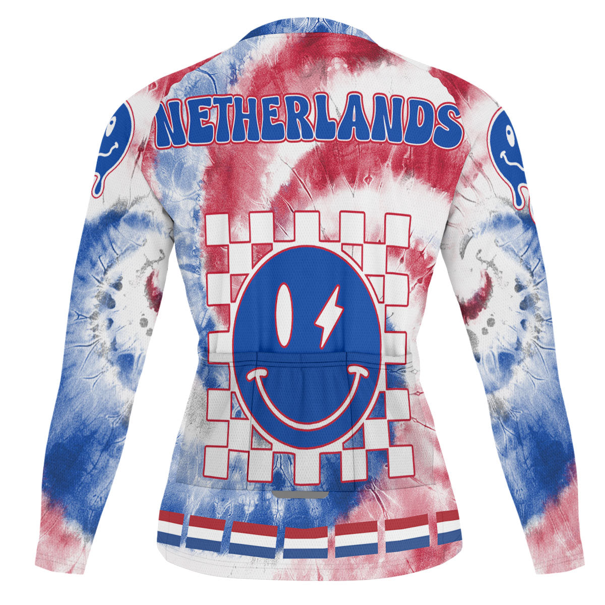 Netherlands Raglan Men Cycling Jersey Long Sleeve Custom Tie Dye Style 1