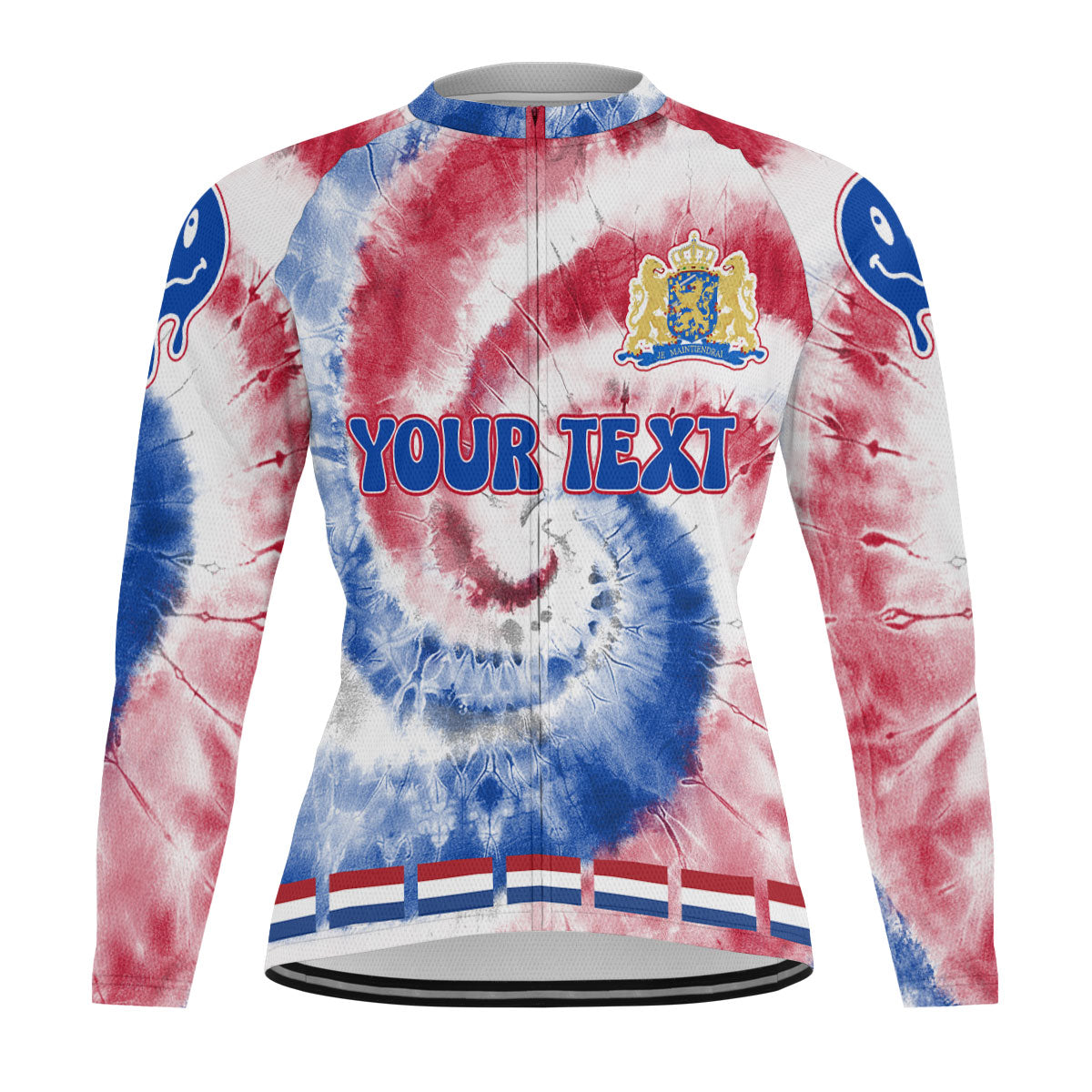 Netherlands Raglan Men Cycling Jersey Long Sleeve Custom Tie Dye Style 2