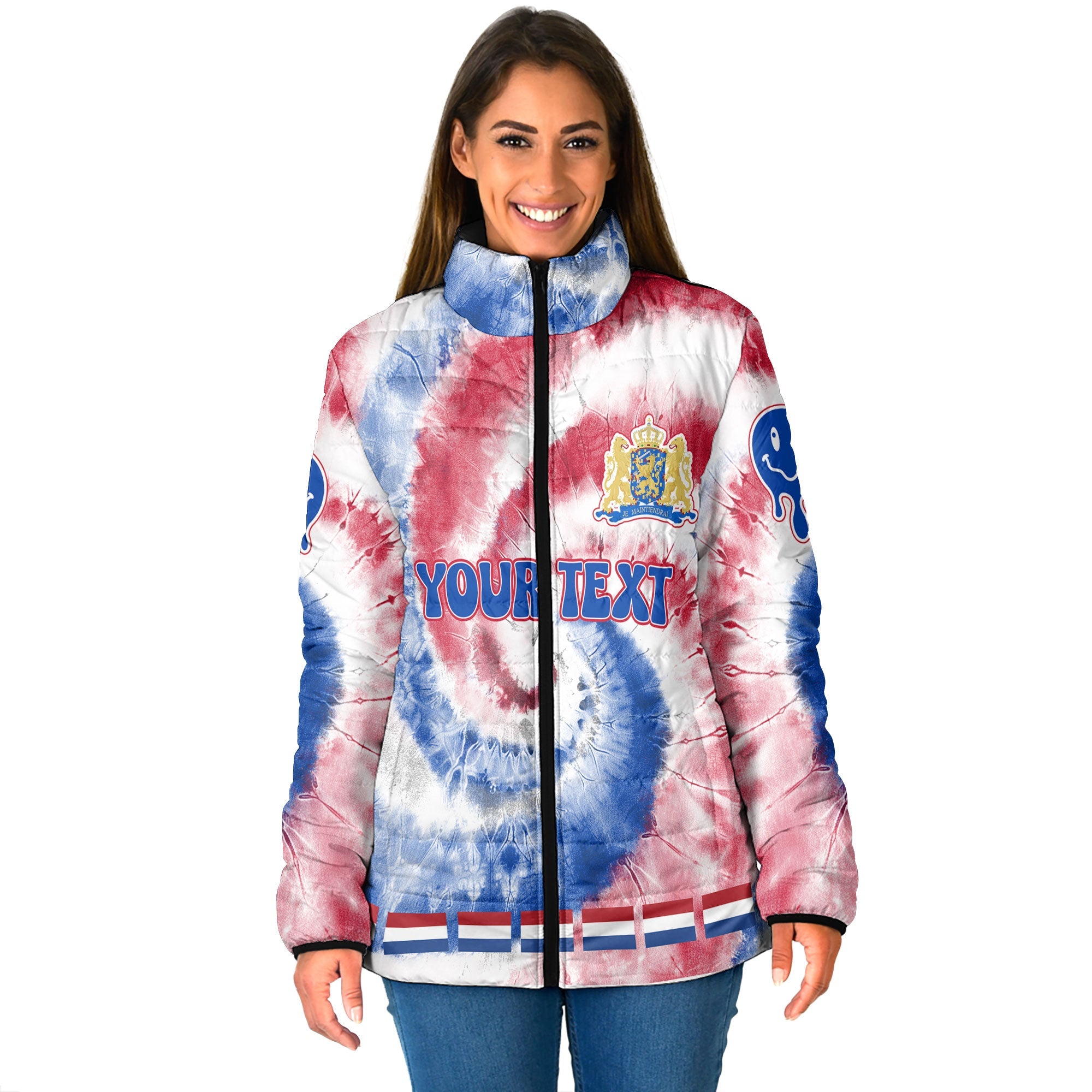 Netherlands Women Padded Jacket Custom Tie Dye Style 1