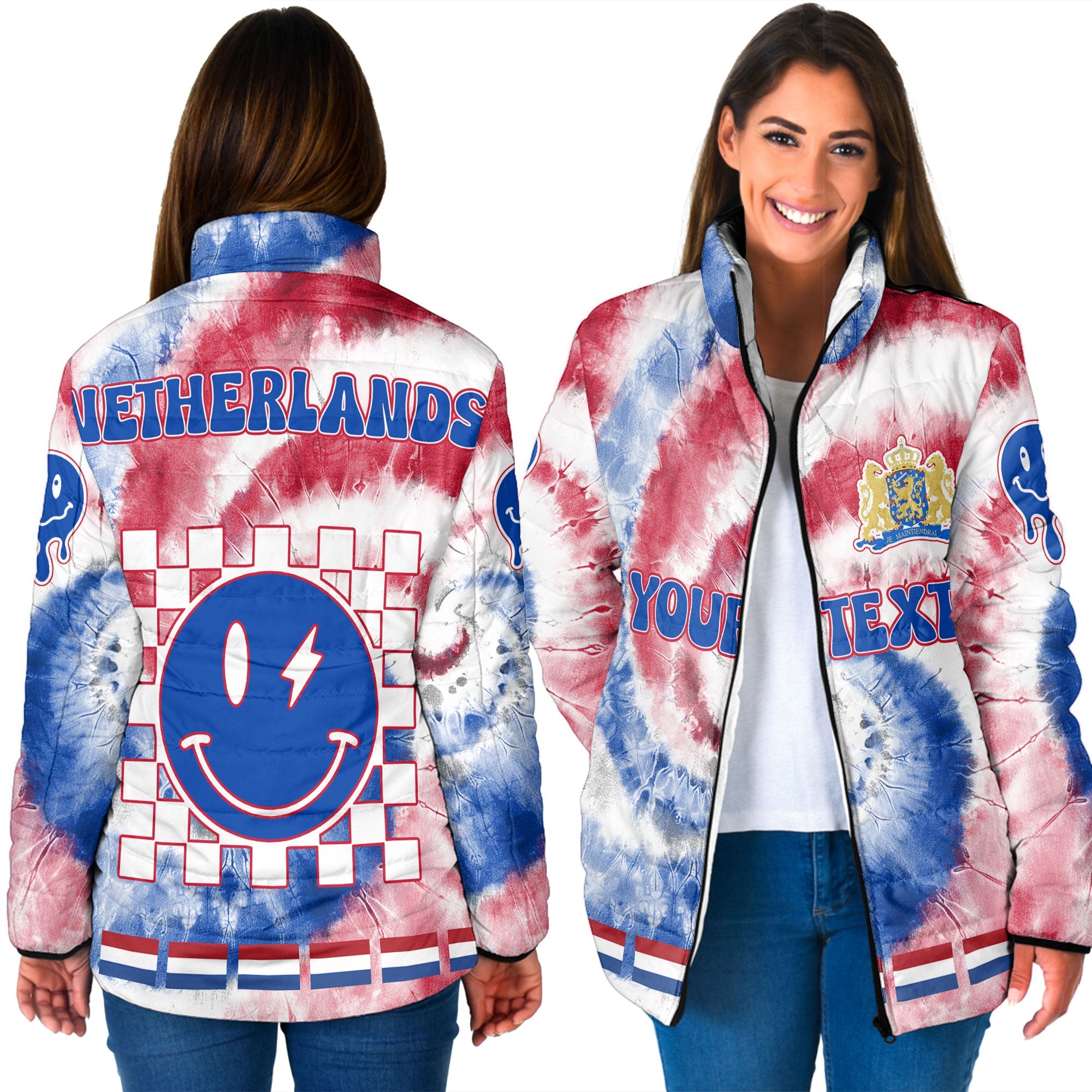 Netherlands Women Padded Jacket Custom Tie Dye Style 3