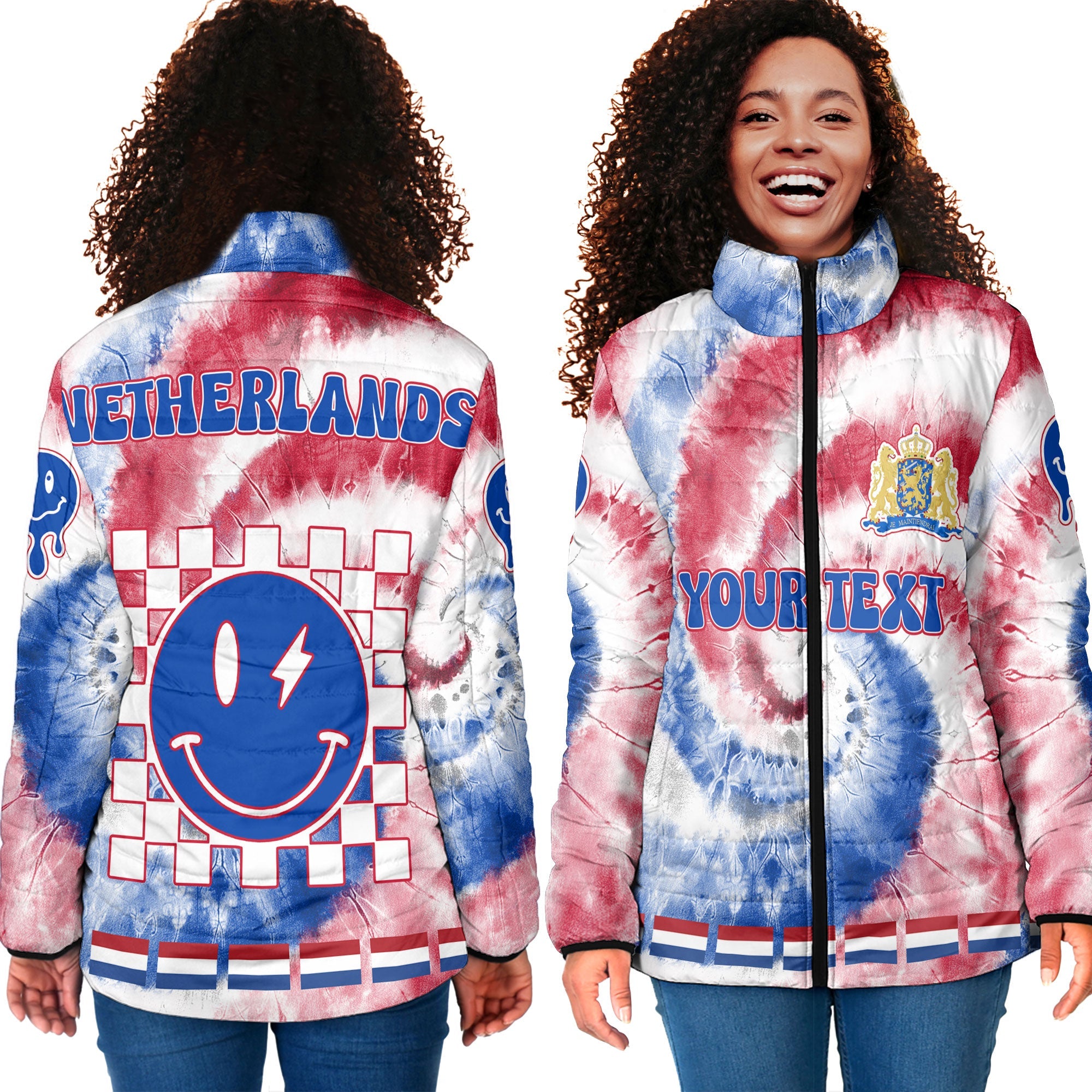 Netherlands Women Padded Jacket Custom Tie Dye Style 4