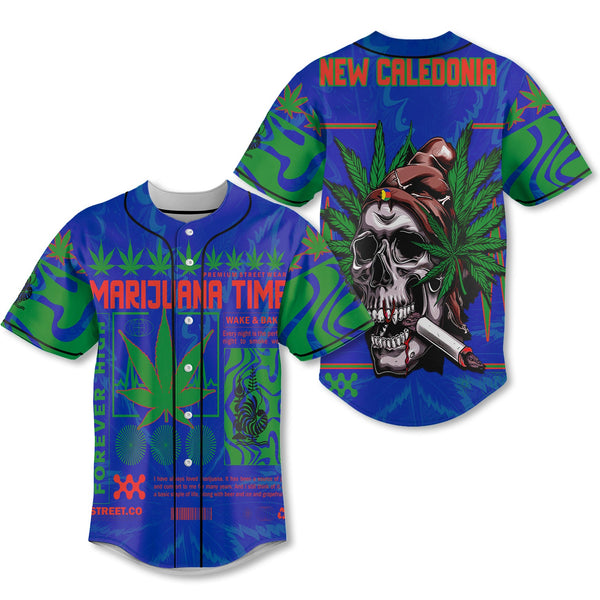 New Caledonia Baseball Jersey Flag & Coat Of Arms Marijuanas Style