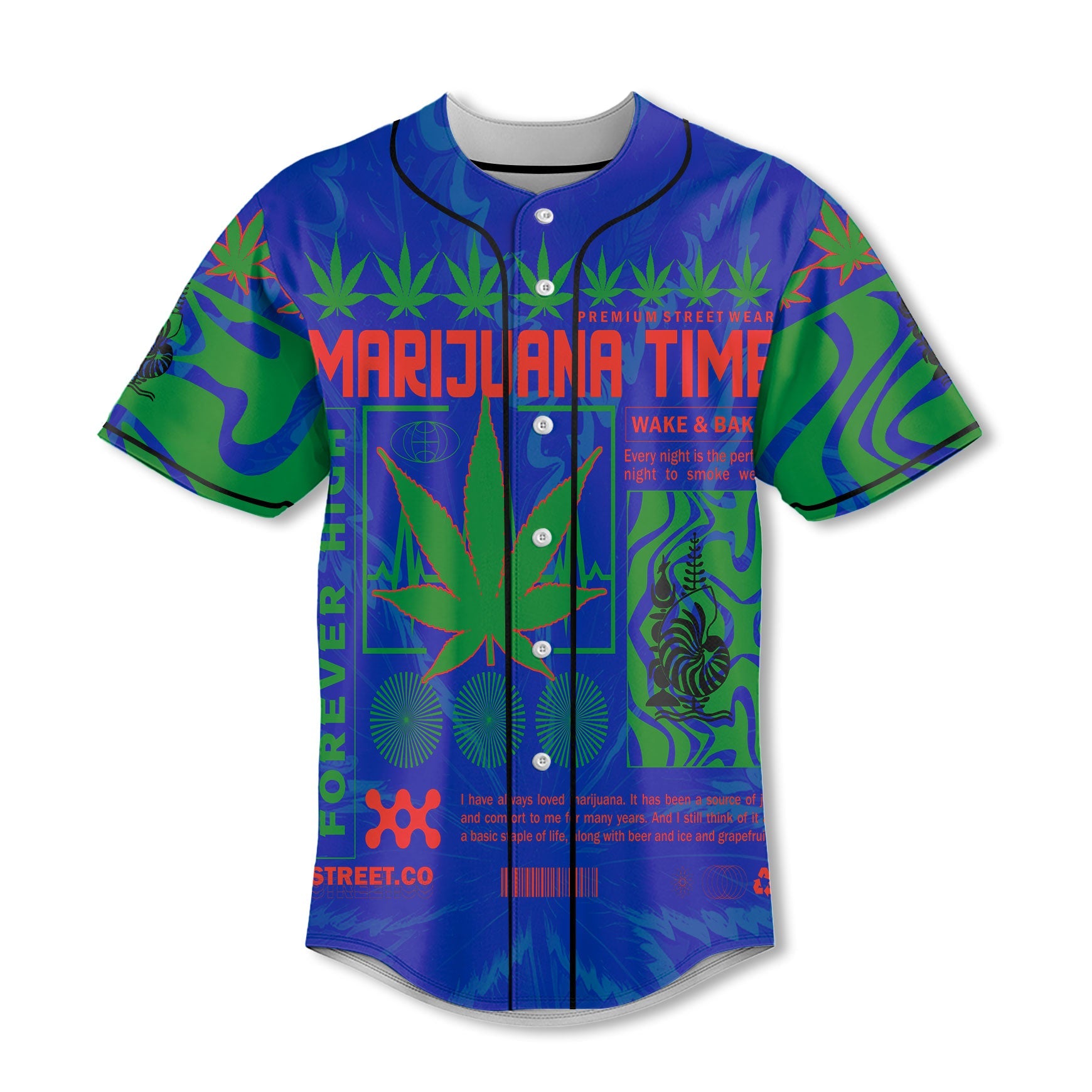 New Caledonia Baseball Jersey Flag & Coat Of Arms Marijuanas Style