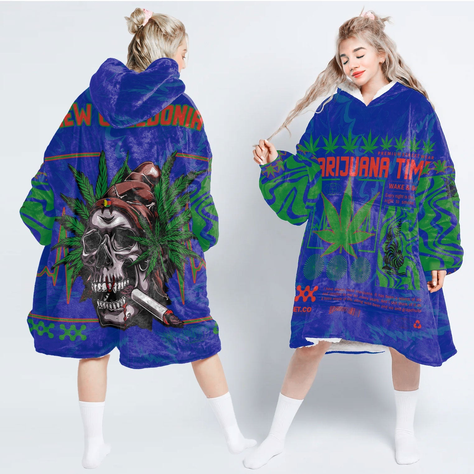 New Caledonia Snug Hoodie Flag & Coat Of Arms Marijuanas Style