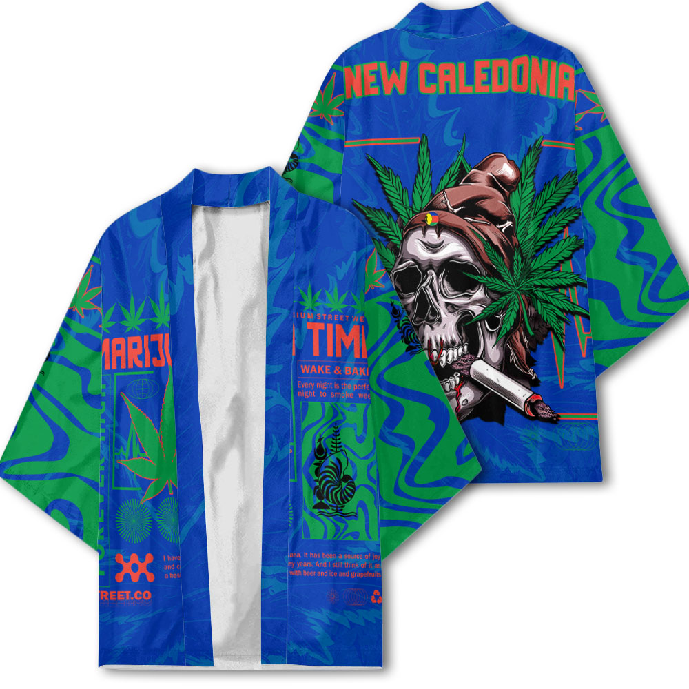 New Caledonia Kimono Flag & Coat Of Arms Marijuanas Style