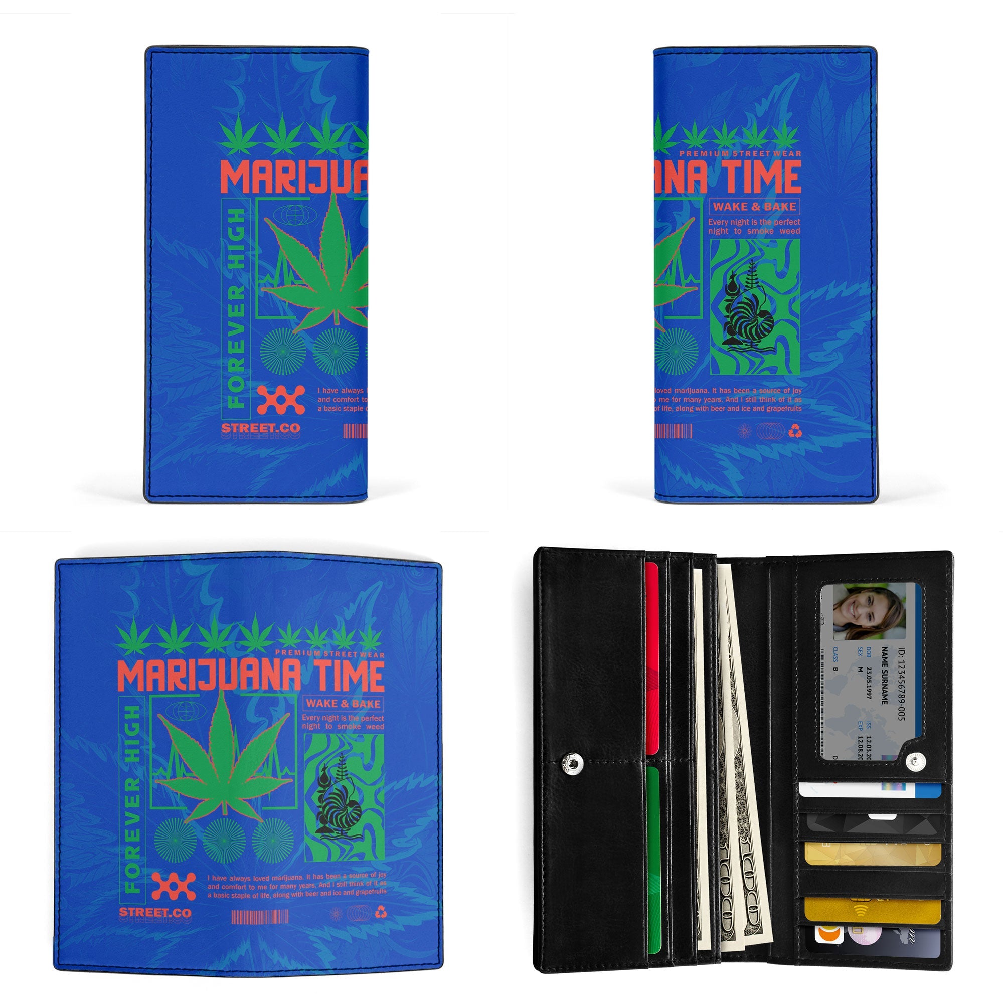 New Caledonia Leather Wallet Flag & Coat Of Arms Marijuanas Style