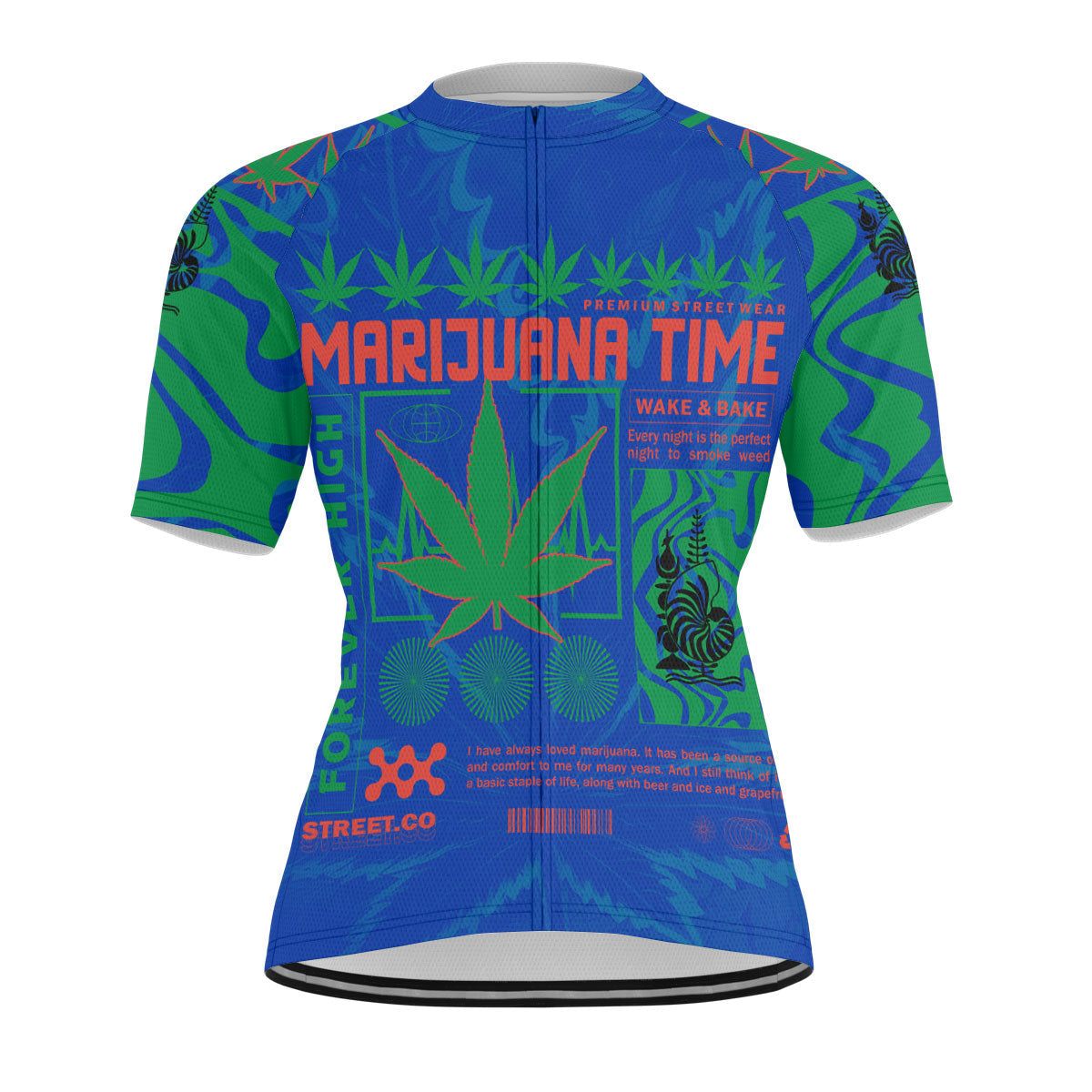 New Caledonia Men's Cycling Jersey Flag & Coat Of Arms Marijuanas Style