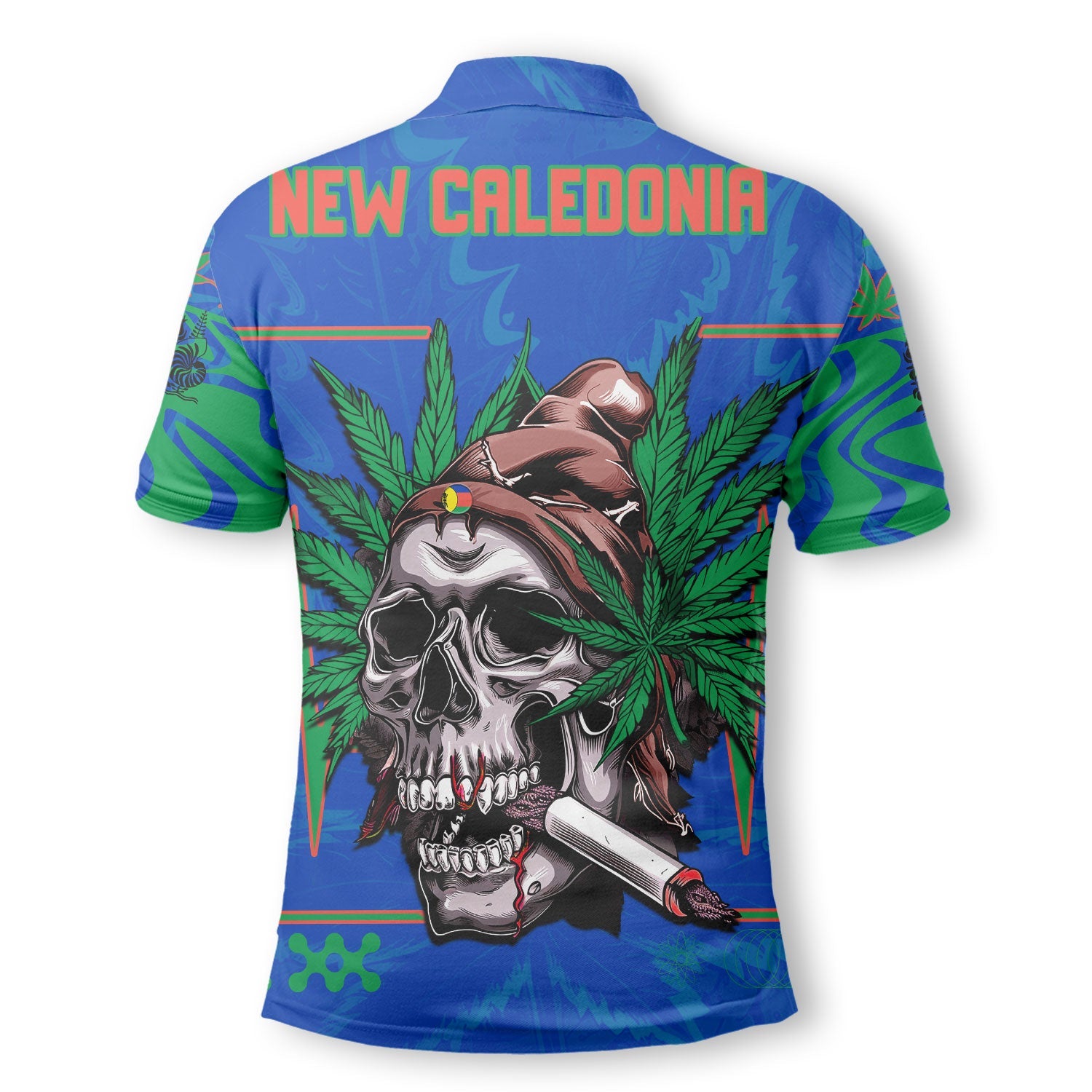 New Caledonia Polo Shirt Flag & Coat Of Arms Marijuanas Style