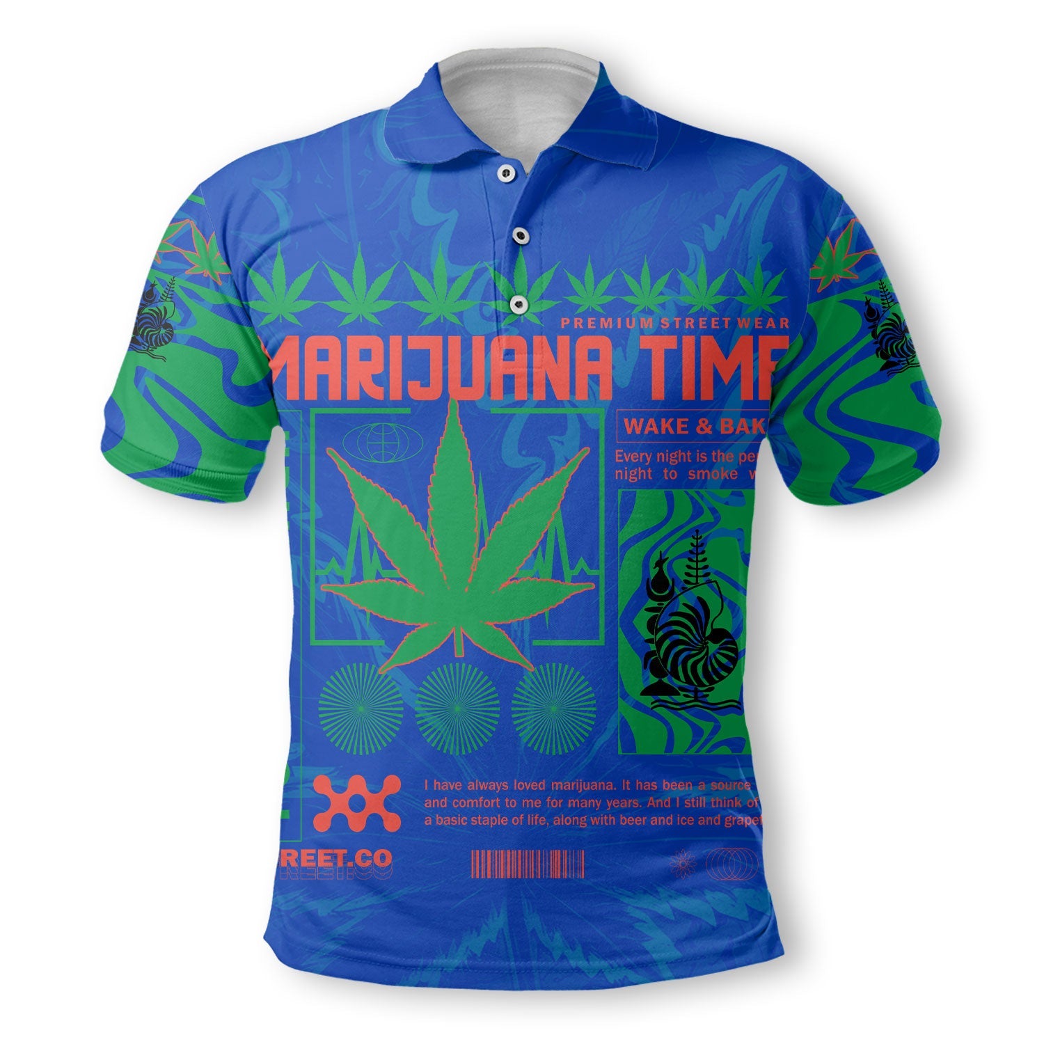 New Caledonia Polo Shirt Flag & Coat Of Arms Marijuanas Style