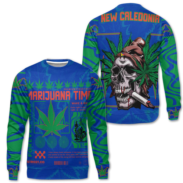 New Caledonia Sweatshirt Flag & Coat Of Arms Marijuanas Style