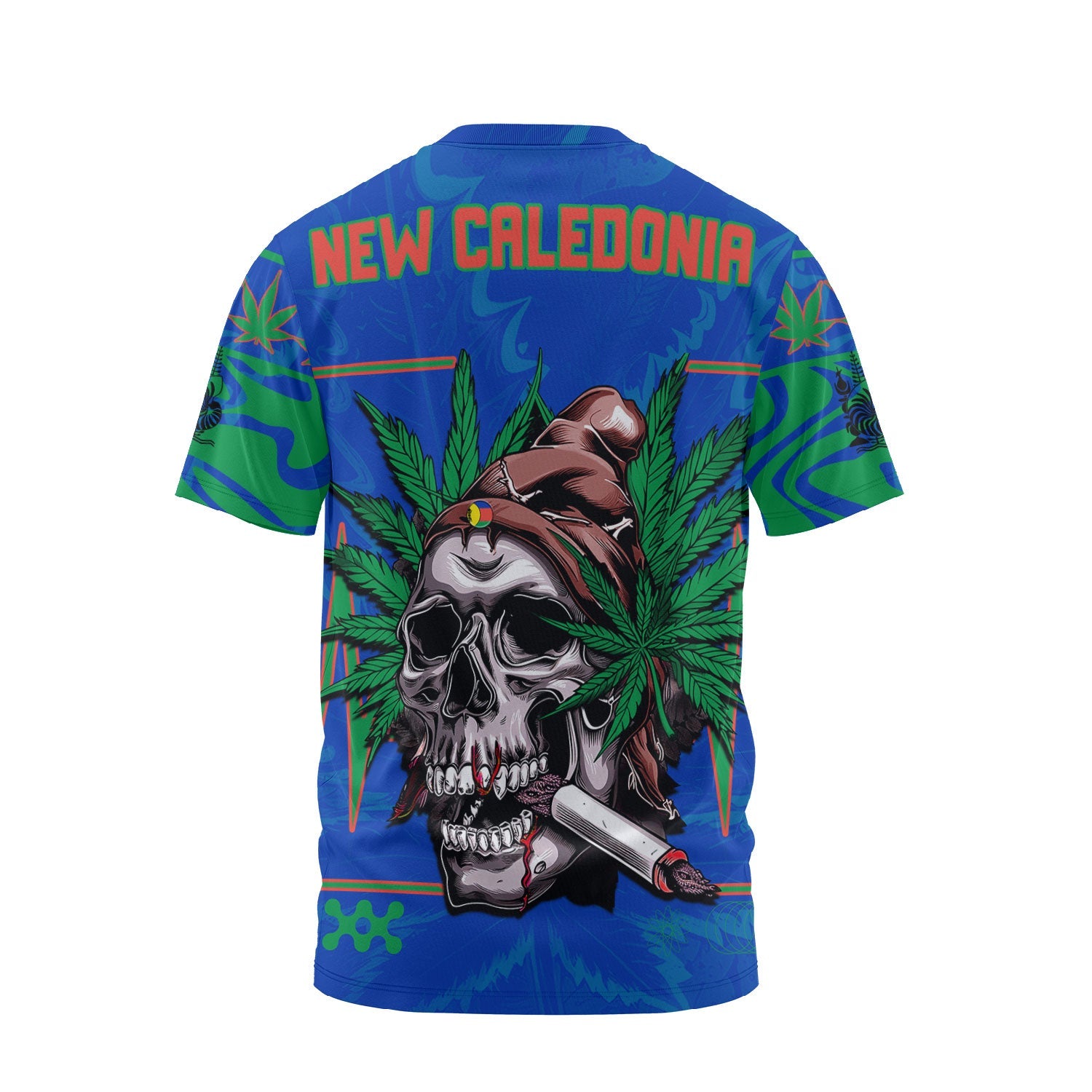 New Caledonia T Shirt Flag & Coat Of Arms Marijuanas Style