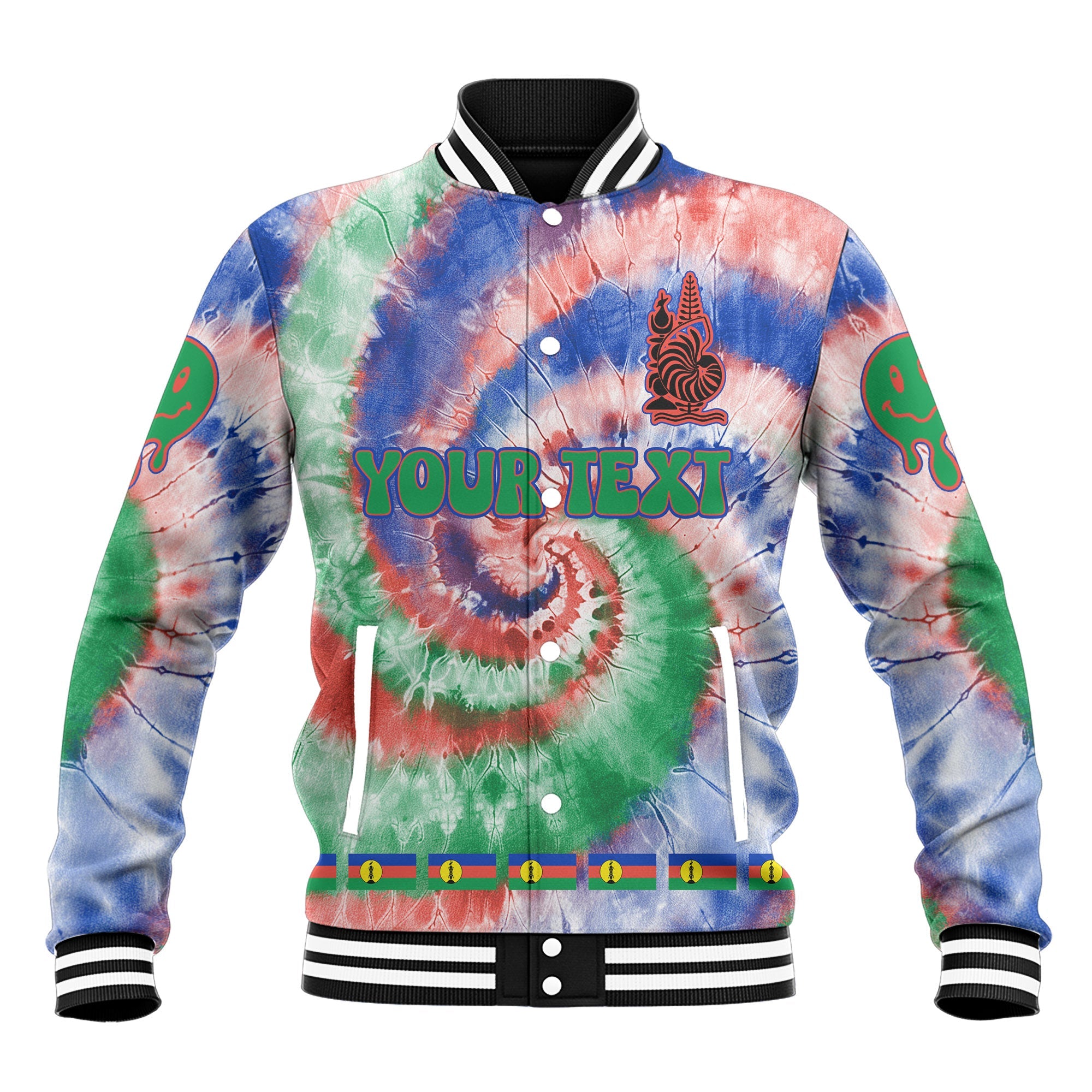 New Caledonia Baseball Jacket Custom Tie Dye Style 2