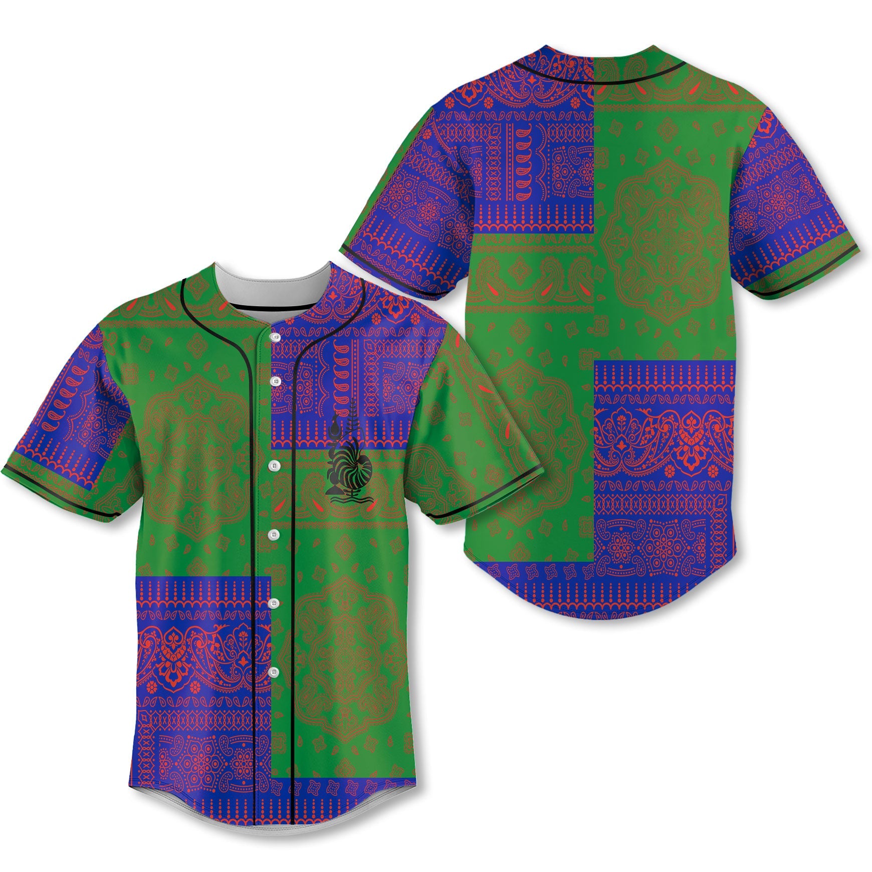 New Caledonia Baseball Jersey Flag And Paisley Basic Style 1