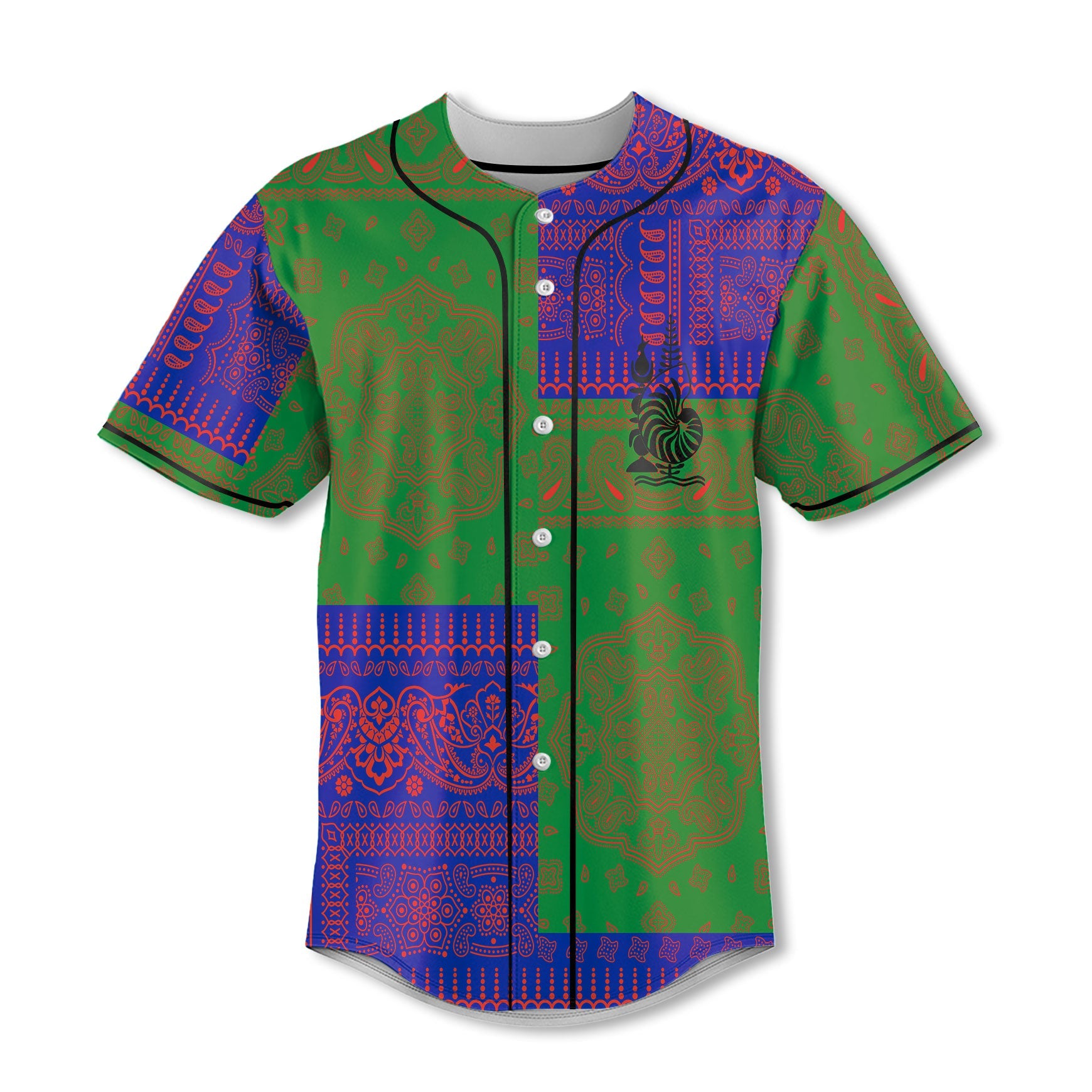 New Caledonia Baseball Jersey Flag And Paisley Basic Style 2