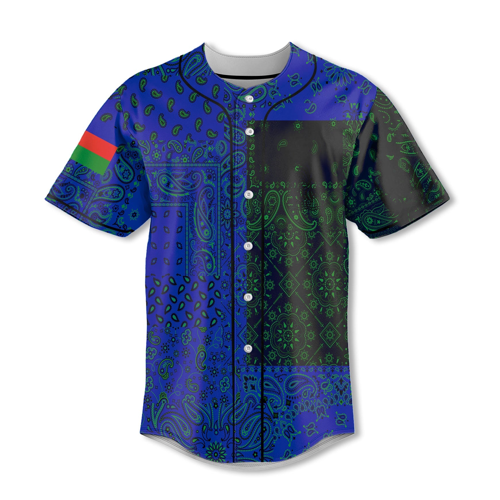 New Caledonia Baseball Jersey Paisley Flag And Skull Style 2