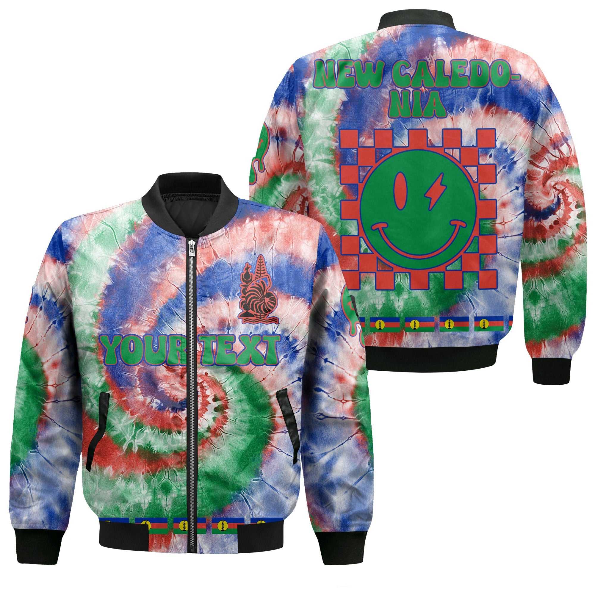 New Caledonia Bomber Jacket Custom Tie Dye Style 1