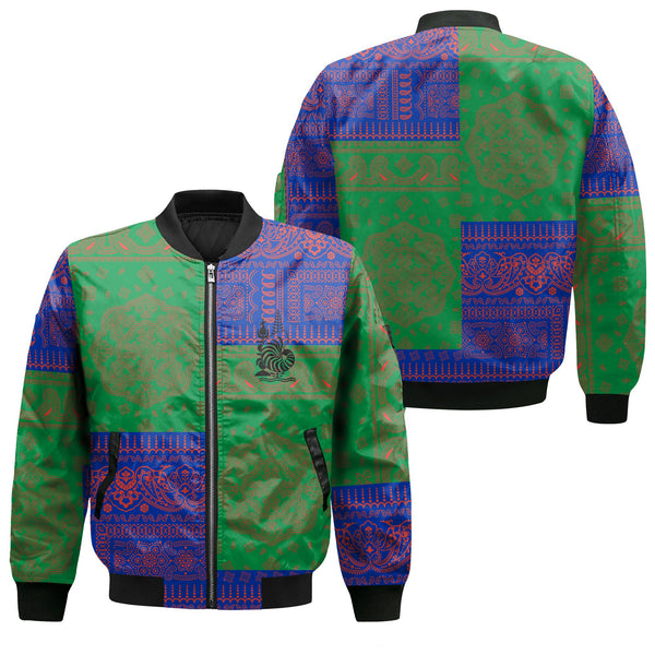 New Caledonia Bomber Jacket Flag And Paisley Basic Style 1